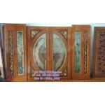 ประตูไม้สัก กระจกสเตนกลาส ชุด 4 ชิ้น (บานเลื่อน)