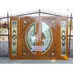 ประตูไม้สัก กระจกสเตนกลาส ชุด 4 ชิ้น (บานเปิด-ปิด)