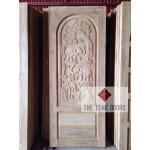 TD107 ประตูไม้สัก ลายช้างหัวโค้ง 1 ฟักล่าง ขนาด 80X200 ซม.