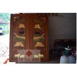 TD255 ประตูไม้สักบานคู่ ลายชนบท ขนาด 160X200ซม.