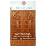 TD269 ประตูไม้สักบานคู่ ลายโค้งแสงทึบ ขนาด 160X200 ซม.