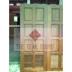 TD184 ประตูไม้สัก 8 ฟัก 2 ช่องเกล็ด ขนาด 80X200 ซม.