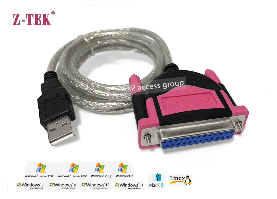 DB25 Parallel Port 25 pin Female IEEE 1284 to USB AM Cable (รองรับหัวแปลงตัวผู้) Z-TEK แท้