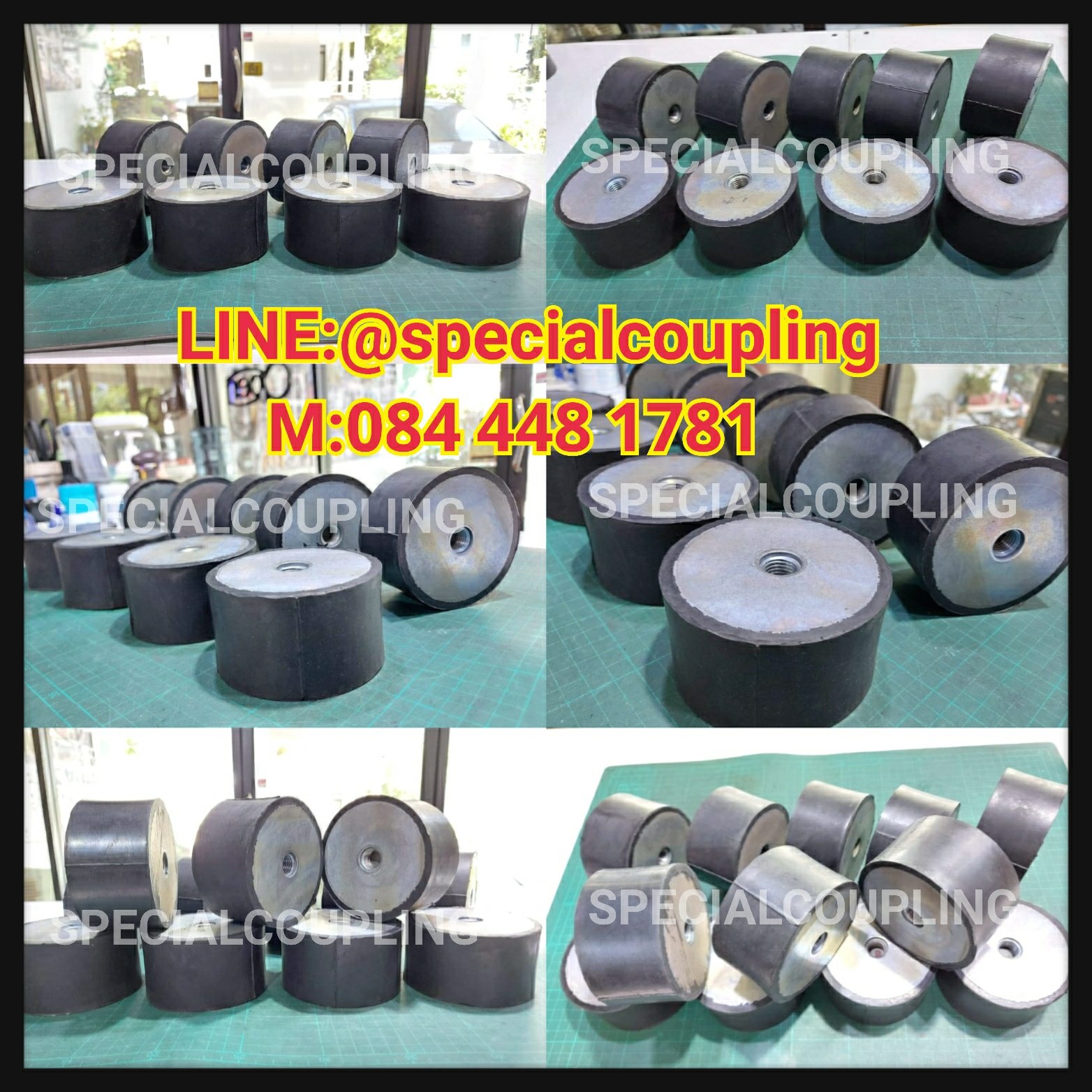จำหน่ายยางรองแท่นเครื่อง เกลียวในสองข้างm.16 ขนาดยางod100mm H55mm รับน้ำหนักได้900kg ต่อตัว ความแข็ง65 shore made in France พร้อมส่งคะ สอบถามได้คะ