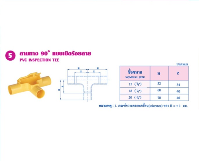 สามทาง 90องศา แบบเปิดร้อยสาย สีเหลือง