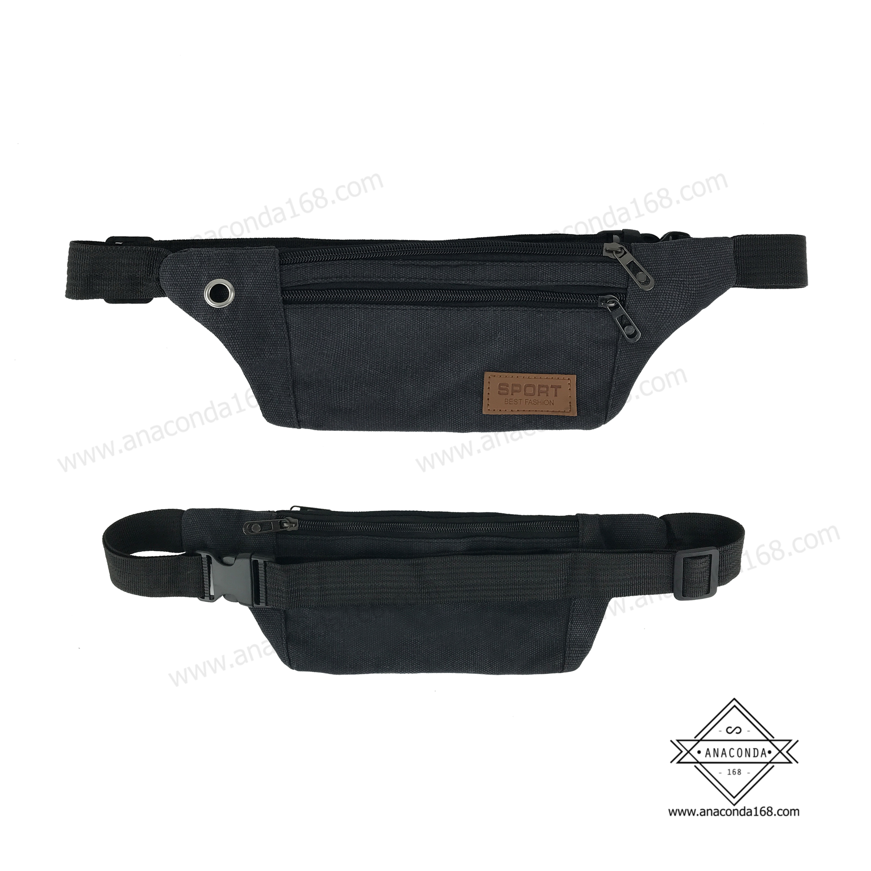 กระเป๋าคาดอก-คาดเอว Sport 3ซิป ผ้าแคนวาส V.2