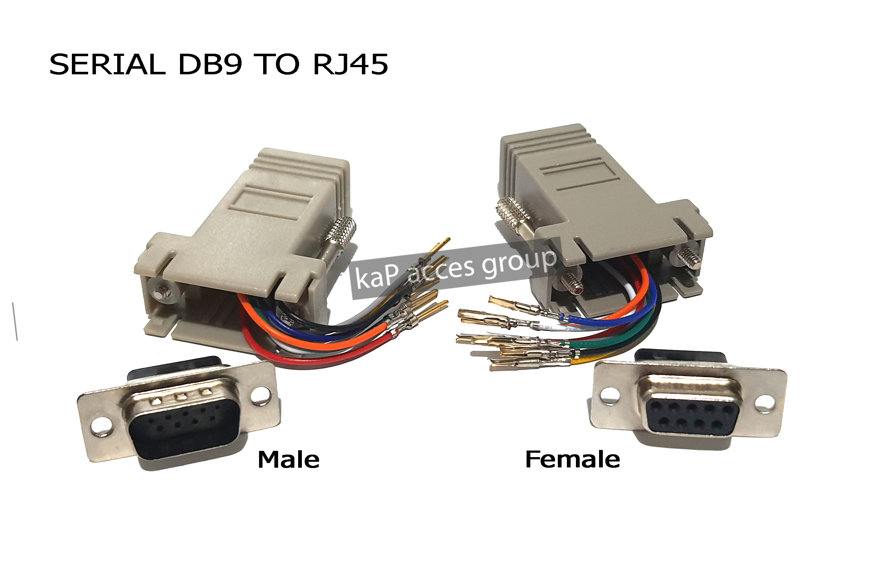 9 Pin RS232 DB9 Male / Female to RJ-45 Modular Adapter หัวประกอบ