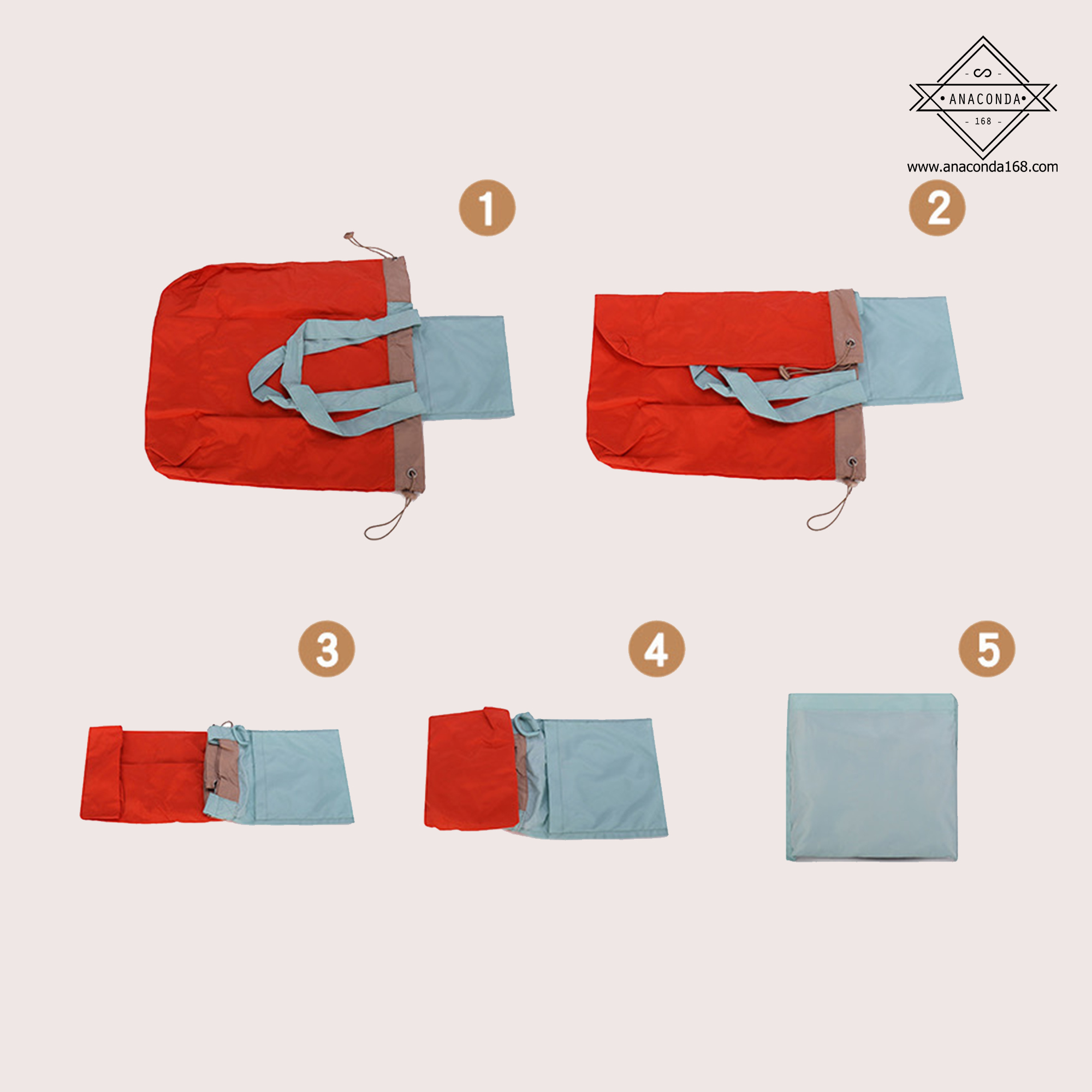 ถุงผ้าพับได้สีพื้น แบบหนา พับเก็บได้ในตัว