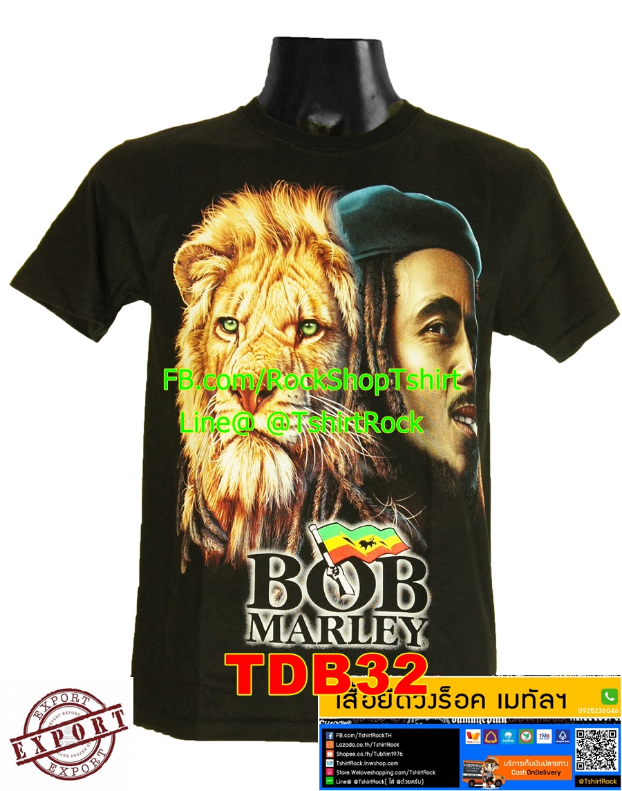 เสื้อวง Bob Marley เสื้อวินเทจ เสื้อยืดวงร็อค เมทัล บ็อบ มาร์เลย์ TDB32