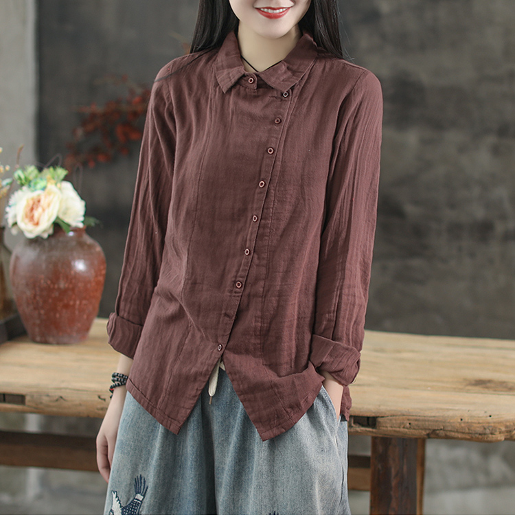 เสื้อเชิ้ตผ้าฝ้ายสไตส์วินเทจ