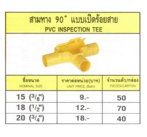 สามทาง 90องศา แบบเปิดร้อยสาย สีเหลือง