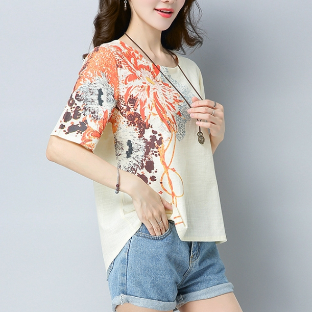 เสื้อฝ้ายScreenลายสีเหลืองอ่อน