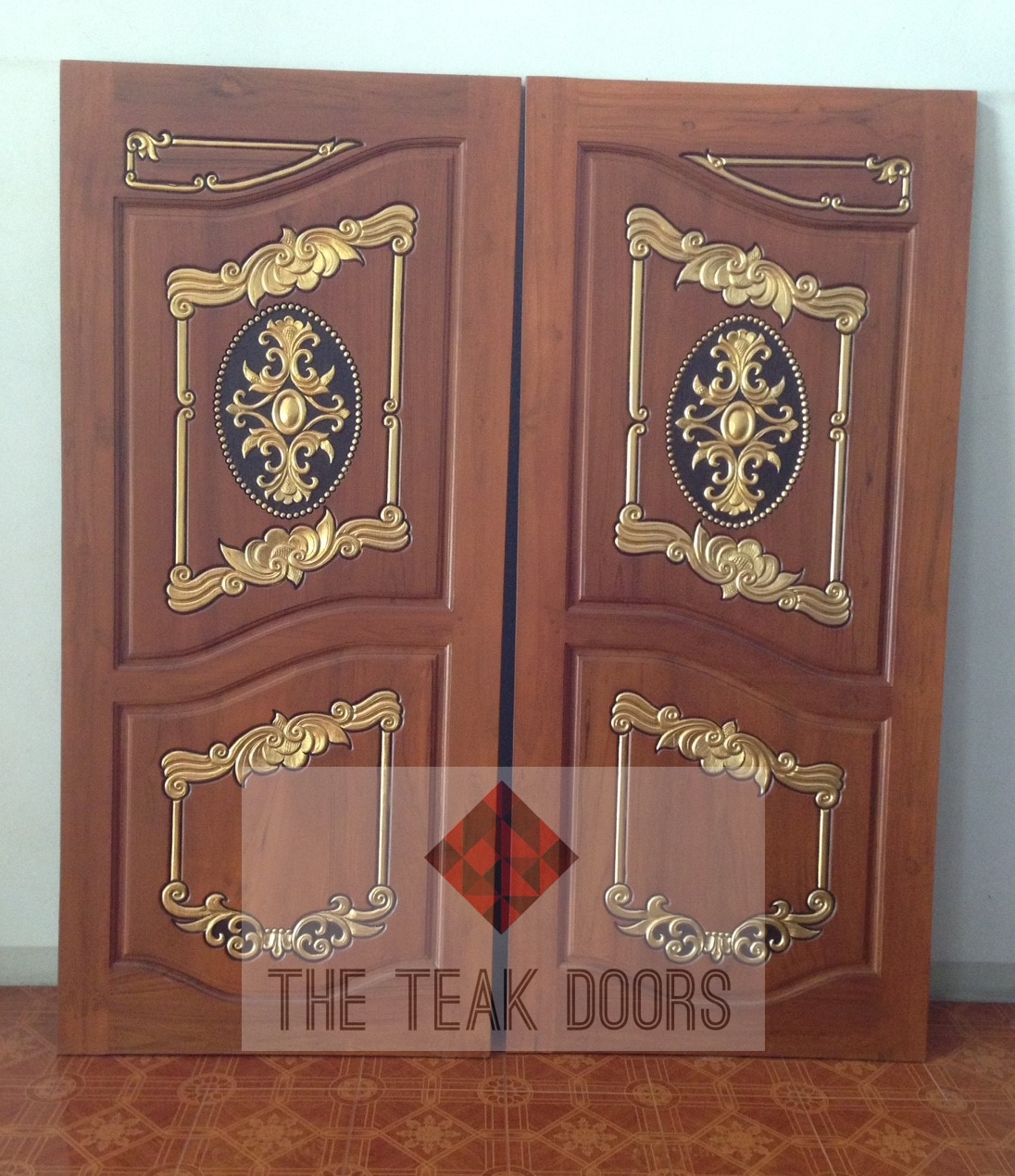 TD209 ประตูไม้สักบานคู่ ลายหลุยส์ ขนาด 200X200 ซม.