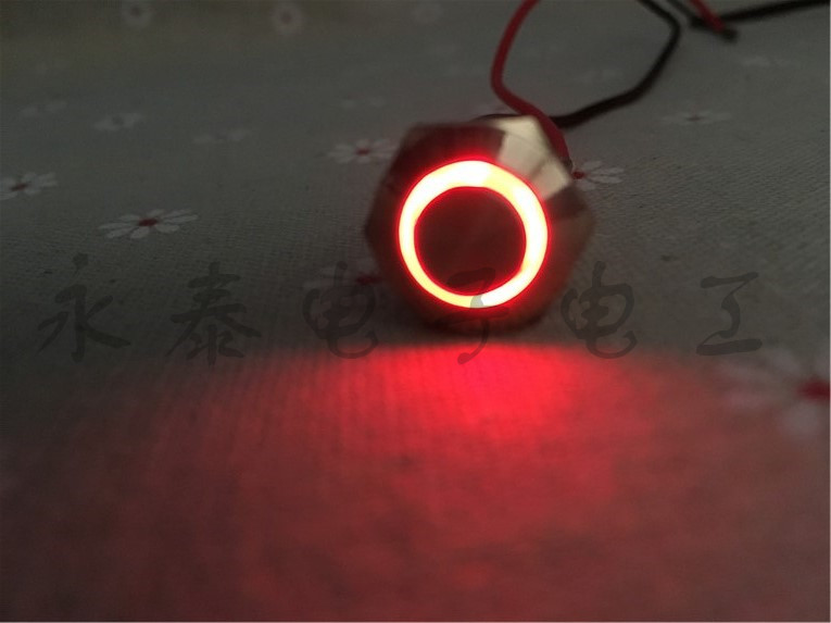 สวิทต์กดติดปล่อยดับ มีไฟวงแหวนสีแดง 12มม.แป้นกดสูง*แถมR470*