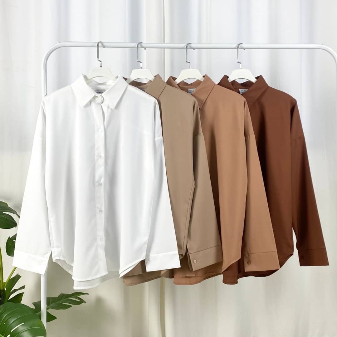 พร้อมส่ง : เสื้อเชิ้ตแขนยาวคอปกทรงโอเวอร์ไซส์