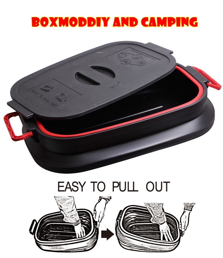 กล่องเก็บของอเนกประสงค์ กล่องยืดได้หดได้ กล่องเก็บของท้ายรถ กล่องแคมป์ปิ้ง ถังยืดหด กล่องเก็บของยืดหด หูหิ้วล็อกฝาได้ ขนาดใหญ่ ความจุ 40 L ประหยัดเนื้อที่ ทนทานต่อการใช้งาน