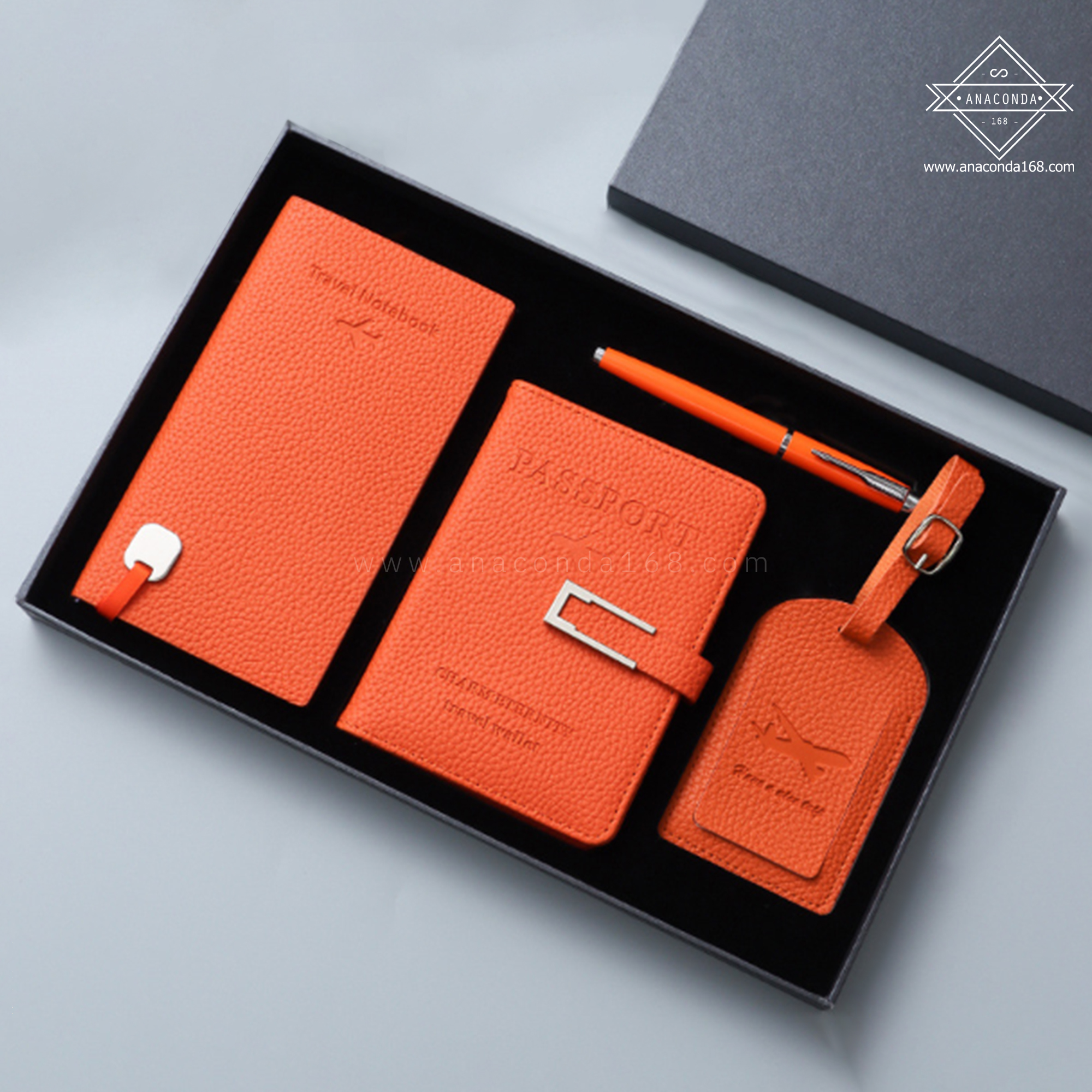 เซ็ท 4 ชิ้น กระเป๋าพาสสปอร์ต ป้ายแท็ก สมุดโน๊ต ปากกา