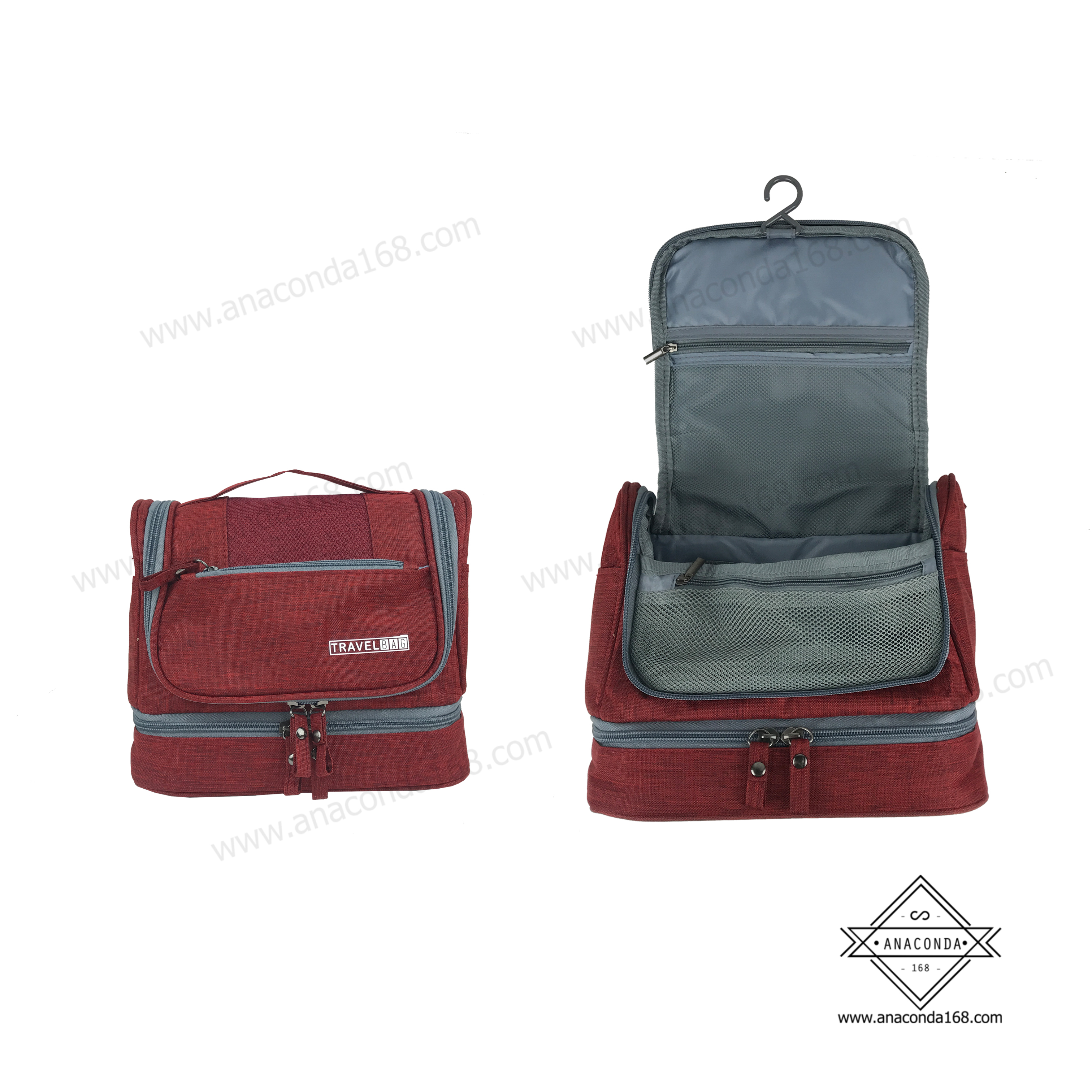 กระเป๋าจัดระเบียบอุปกรณ์อาบน้ำ-เครื่องสำอาง 2 ชั้น มีหูหิ้ว