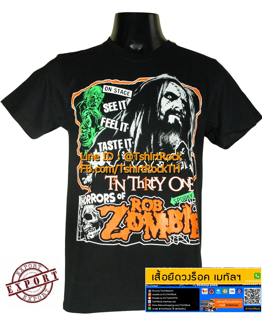 เสื้อวง ROB ZOMBIE เสื้อยืดวงดนตรีร็อค เมทัล เสื้อร็อค ร็อบ ซอมบี RZE890
