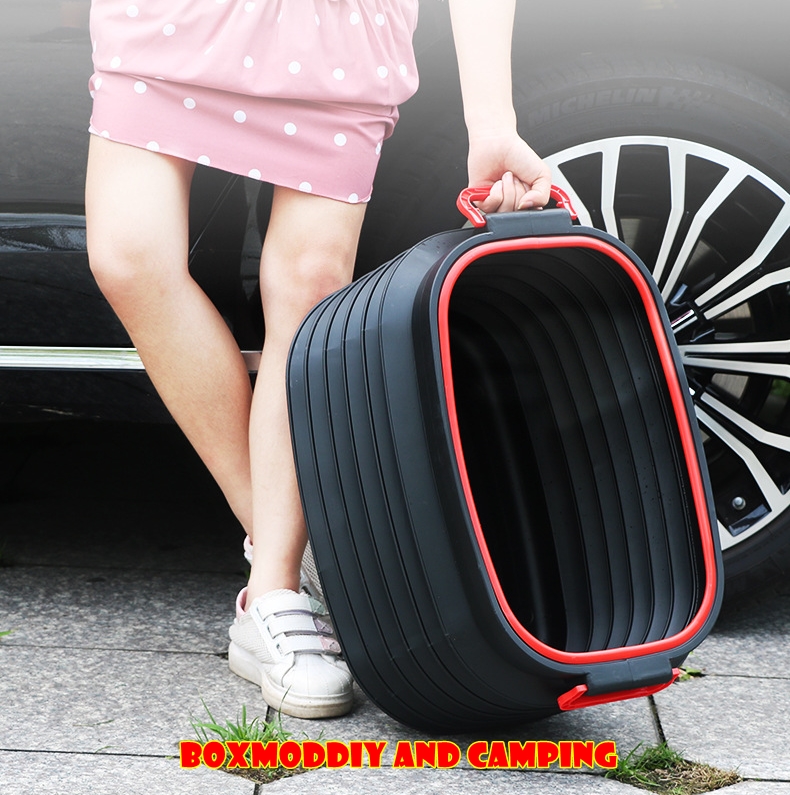 กล่องเก็บของอเนกประสงค์ กล่องยืดได้หดได้ กล่องเก็บของท้ายรถ กล่องแคมป์ปิ้ง ถังยืดหด กล่องเก็บของยืดหด หูหิ้วล็อกฝาได้ ขนาดใหญ่ ความจุ 40 L ประหยัดเนื้อที่ ทนทานต่อการใช้งาน