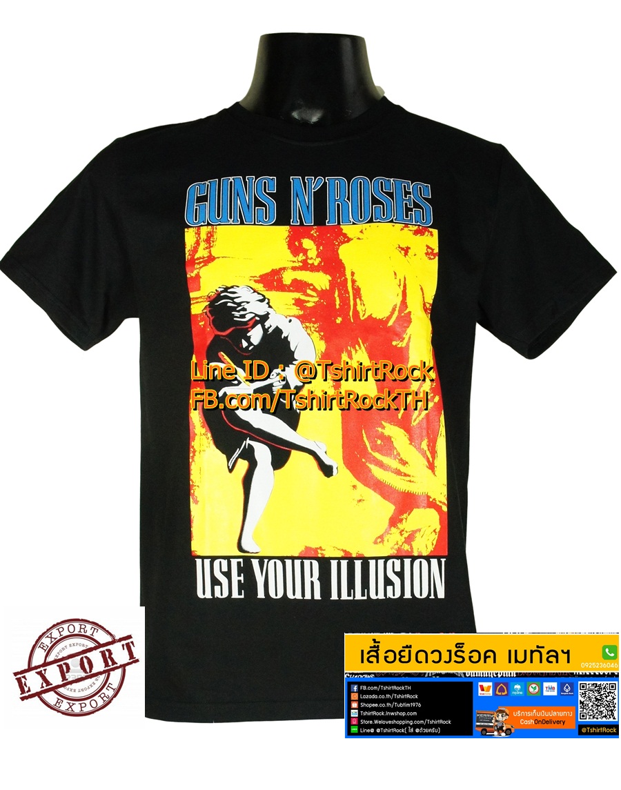 เสื้อวง GUNS N' ROSES เสื้อยืดวงดนตรีร็อค เมทัล เสื้อร็อค กันส์แอนด์โรสเซส GUN556