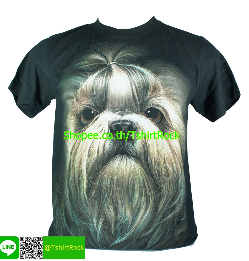 เสื้อลาย หน้าสุนัข ชิสุ shih tzu dog เต็มหน้า เสื้อยืด สกรีนหน้าหลัง ไซร์ยุโรป RCA214