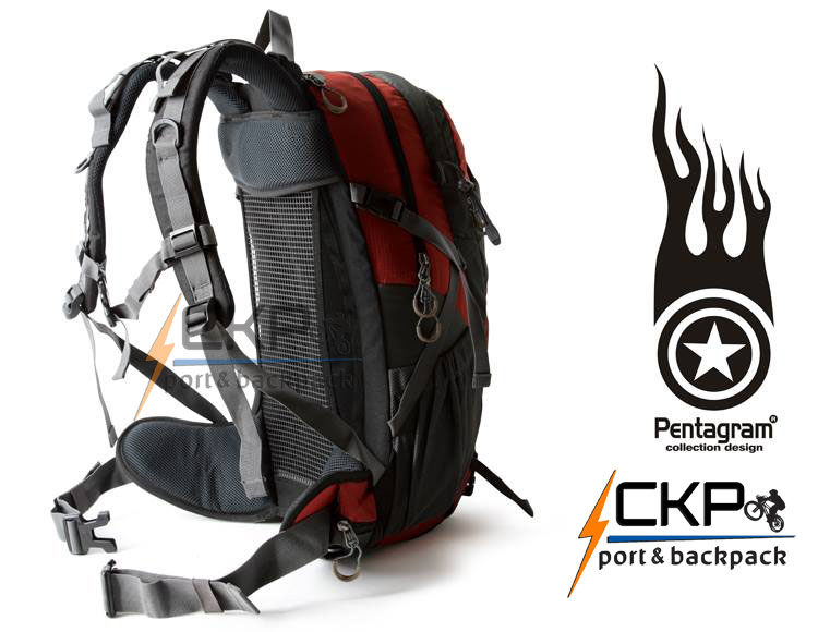 กระเป๋าเปฺ้ Backpack ยี่ห้อ Pentagram สีแดง