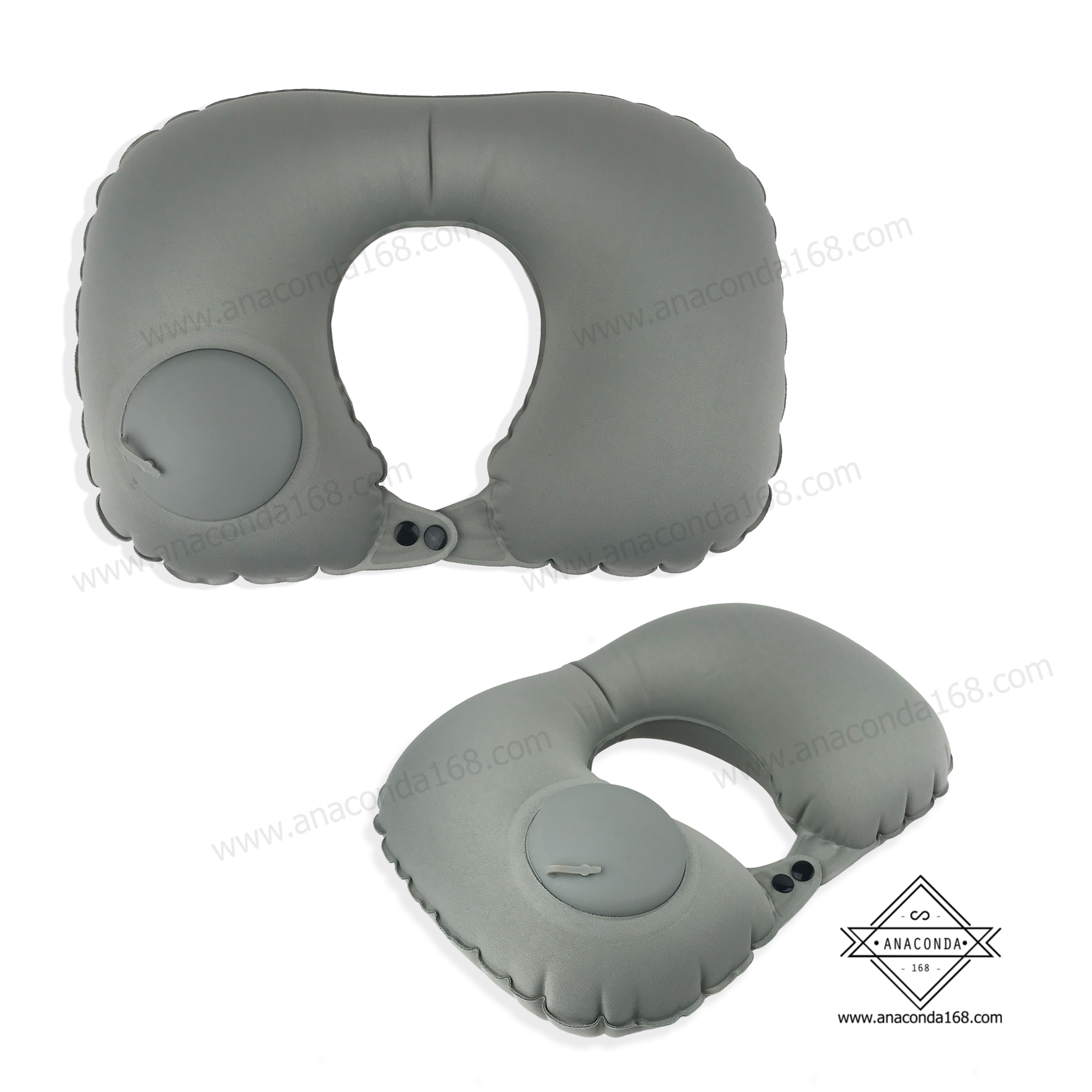 หมอนรองคอเป่าลม มีที่กดปั๊มลมในตัว (neck pillow)