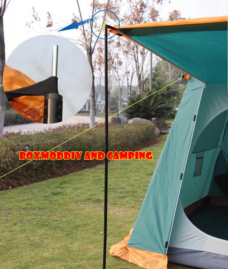 เสาฟลายชีท เสาผ้าใบกันฝน เสาtarp สีดำ เหล็กหนา มีสลิงยึดทั้ง4ท่อน ขนาด19มม. มี4ท่อน ต่อได้1เสา เสาสูง1.8เมตร มีตัวกันฟ้าผ่าแถมให้ ราคา220บาท