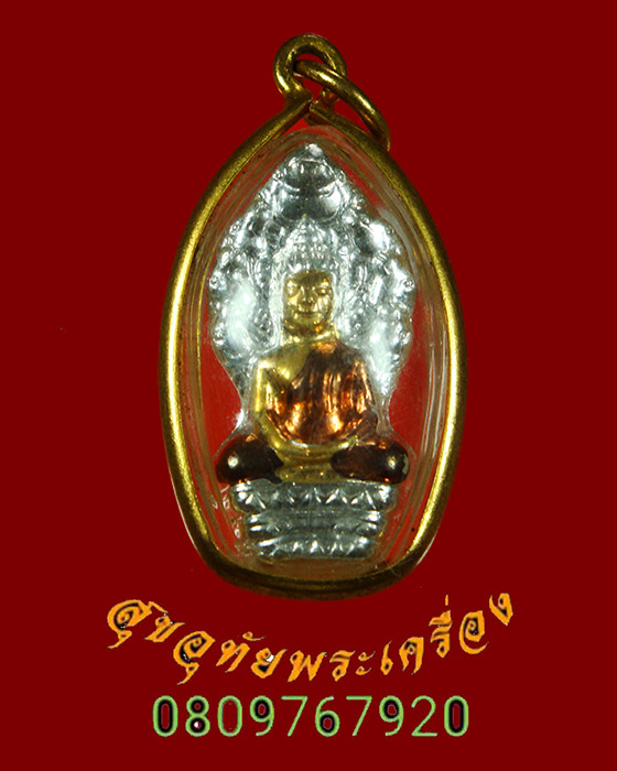 649.พระนาคปรก หลวงพ่อแล วัดพระทรง พิมพ์ใหญ่ รุ่นปกป้อง เนื้อสามกษัตริย์ เลี่ยมทองไมครอน ปี2550 **3