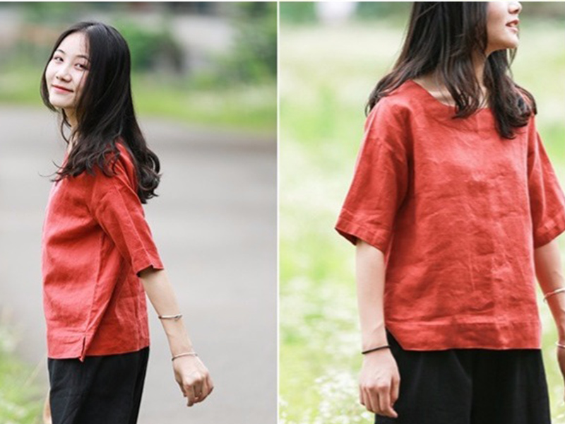 เสื้อลินินแท้แขนสั้น