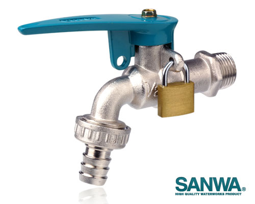 ก๊อกบอลสนามล็อคกุญแจ SANWA 1/2"