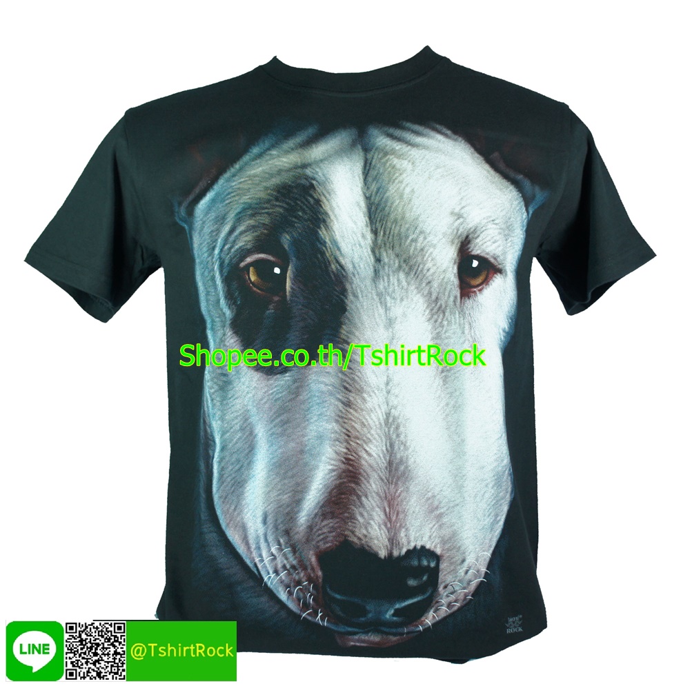 เสื้อลาย หน้าสุนัข บูลเทอร์เรีย bull terrier dog เต็มหน้า เสื้อยืด สกรีนหน้าหลัง RCA215