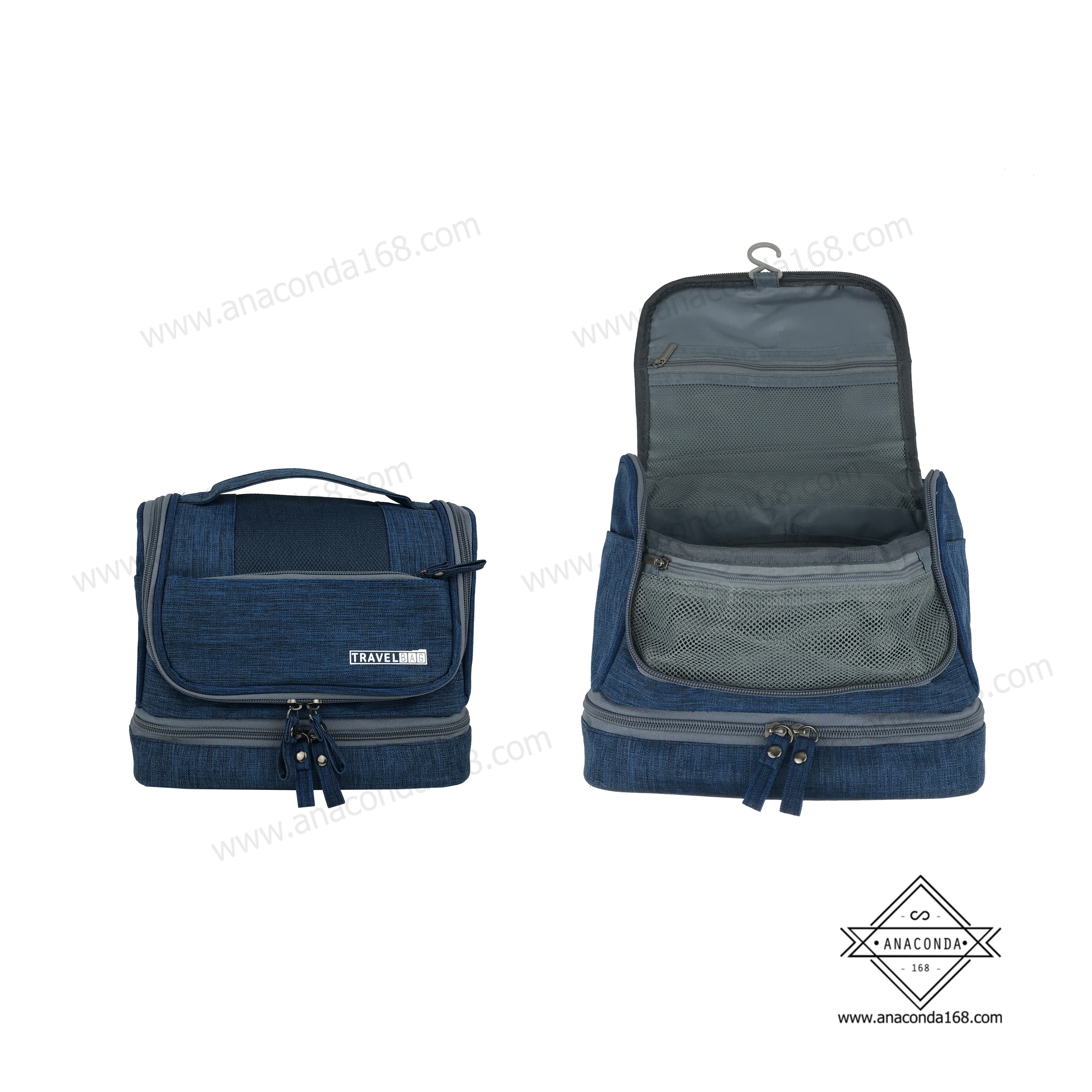 กระเป๋าจัดระเบียบอุปกรณ์อาบน้ำ-เครื่องสำอาง 2 ชั้น มีหูหิ้ว