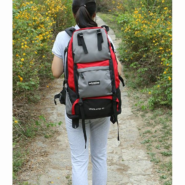 Local Lion เป้สะพายหลัง backpack ขนาด 60L รุ่น061 สีแดง แถมฟรี มีดการ์ด