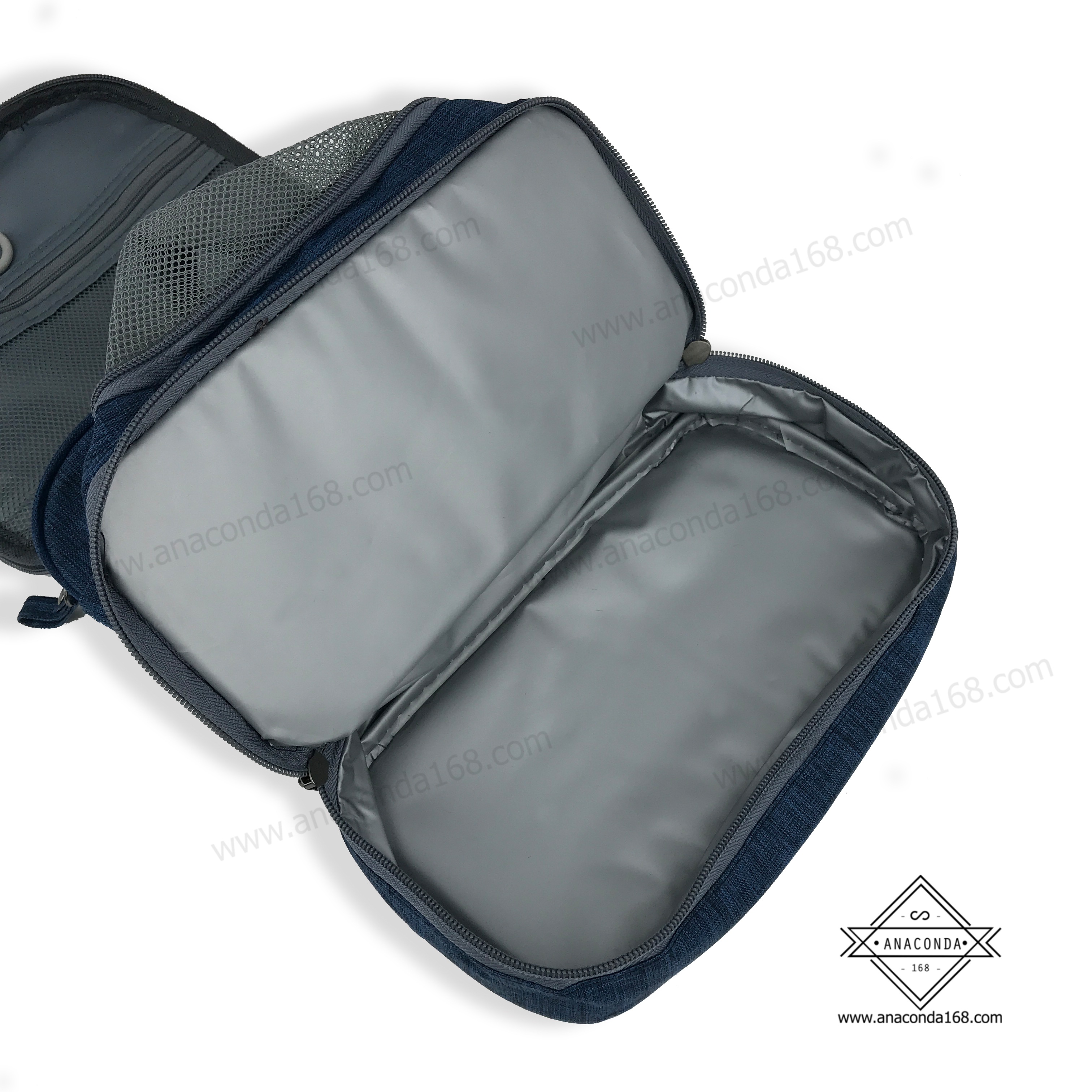 กระเป๋าจัดระเบียบอุปกรณ์อาบน้ำ-เครื่องสำอาง 2 ชั้น มีหูหิ้ว