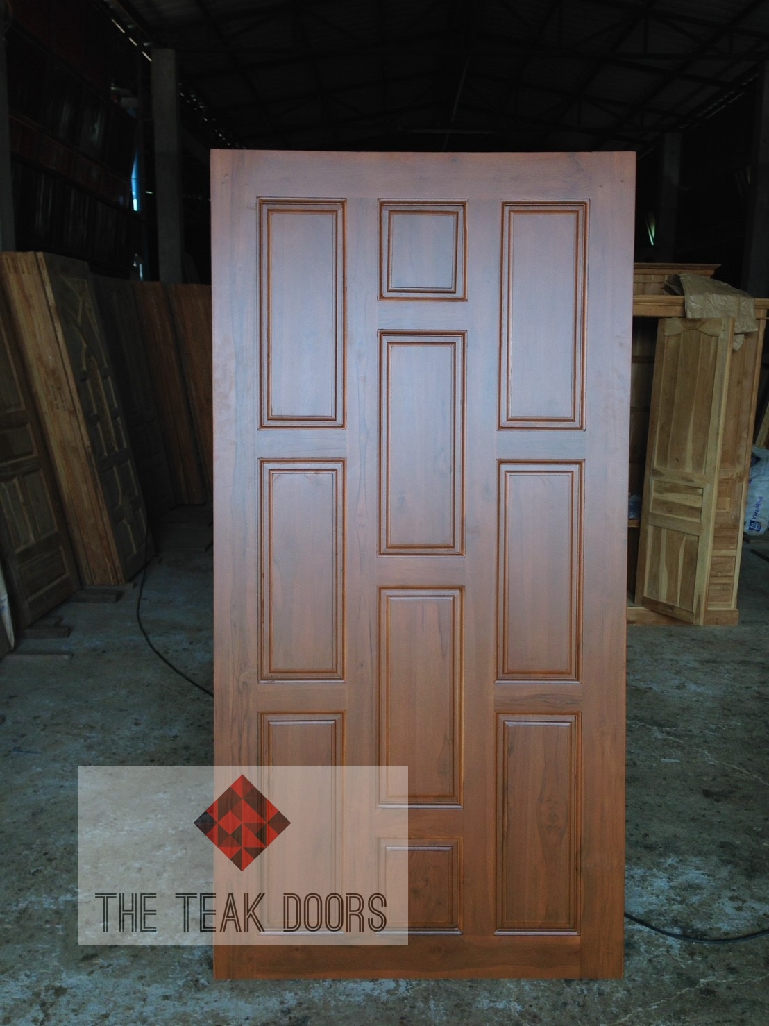 TD189 ประตูไม้สัก ลายฟักสลับ ขนาด 80X200 ซม.