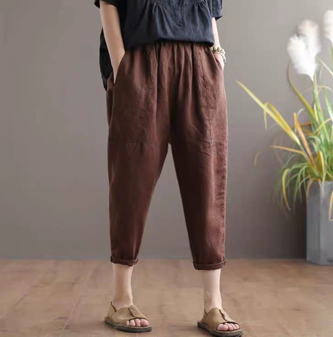 กางเกงลินินแท้oversize