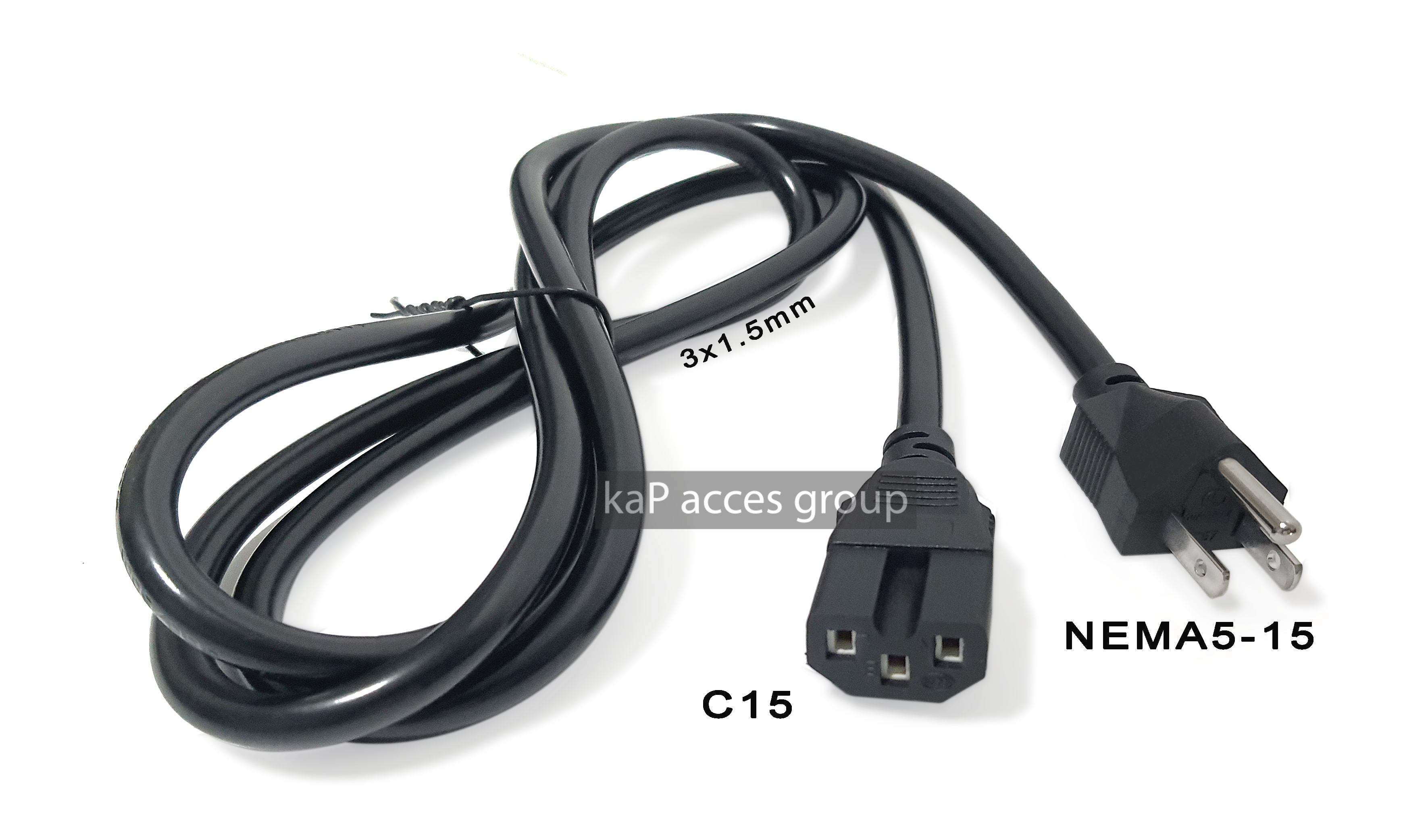 สายไฟ AC POWER NEMA5-15 / C15 (3x1.5mm)ยาว 1.8เมตร