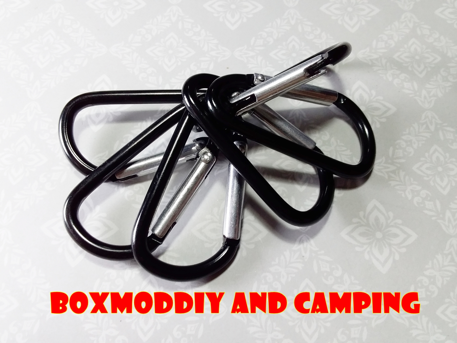 6ตัว D-Shape Carabiner, Camping Clamps Tent Clip อลูมิเนียมห่วงคล้องเชือกแบบสปริง คล้องฟลายชีท คล้องเต๊นท์ คล้องสมอบก ขนาดยาว45มม.หนา3.4มม. 1ชุดมี6ตัว 70บาท