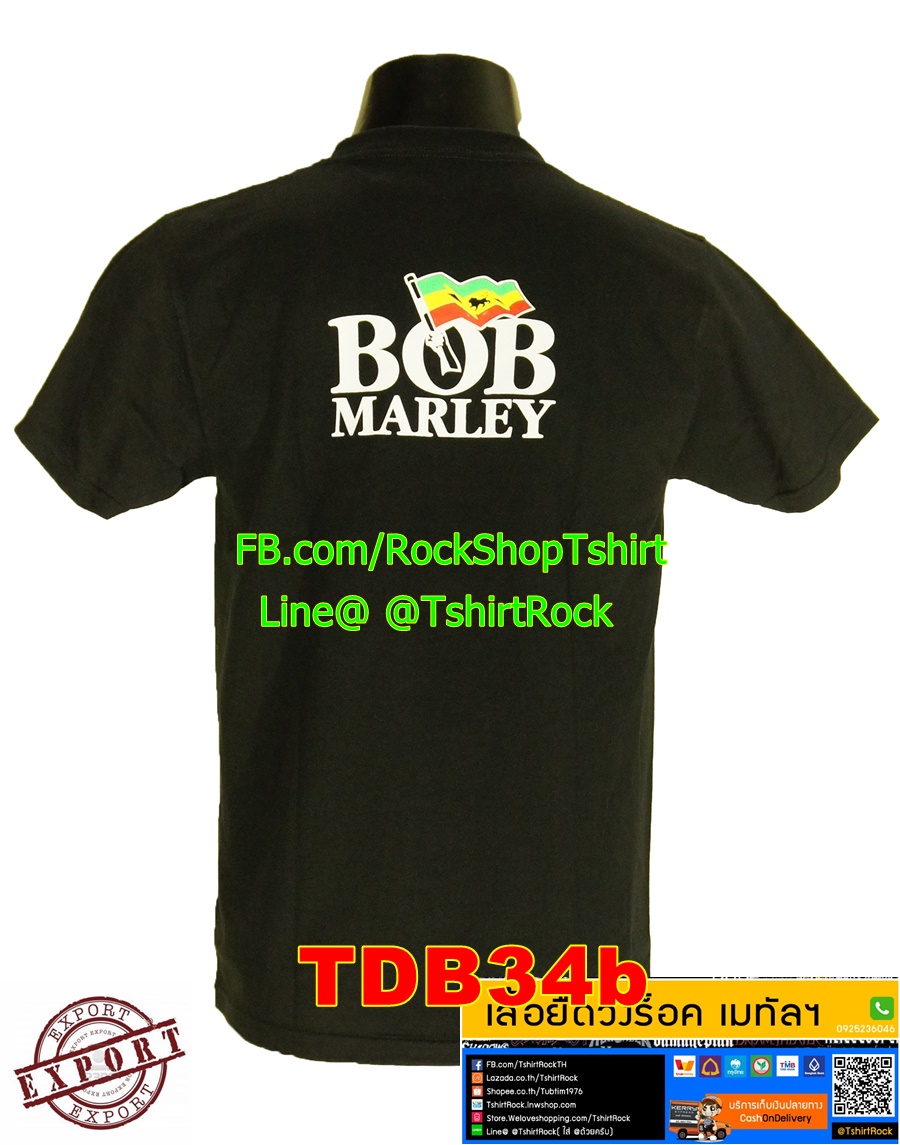 เสื้อยืดวง Bob Marley เสื้อร็อค เสื้อวง เมทัล บ็อบ มาร์เลย์ TDB34