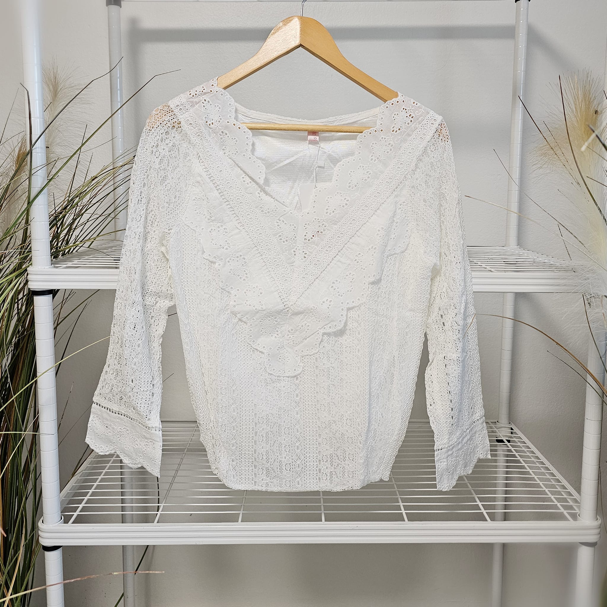 เสื้อลูกไม้(ทั้วตัว)คอวี