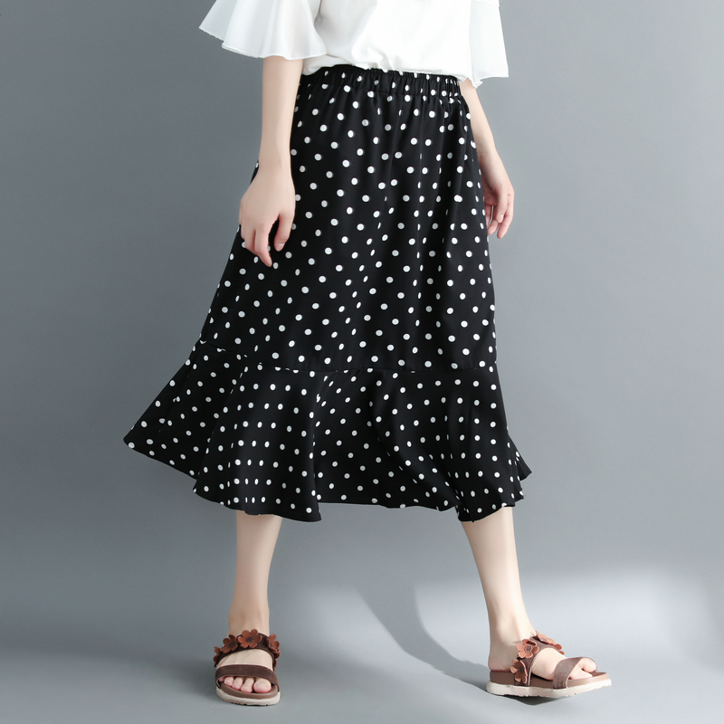 กระโปรงPolkaDotลายจุดขาว-ดำ