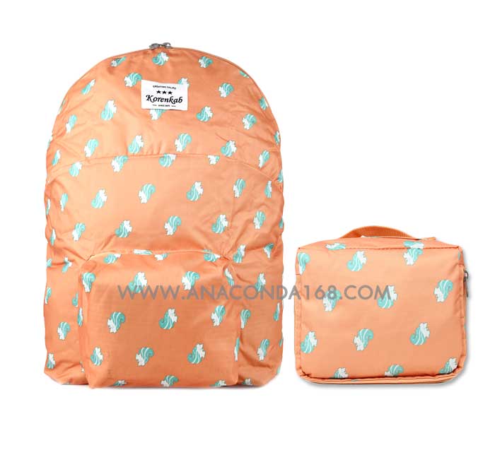 กระเป๋าเป้ผ้าร่มพับได้ ลายน่ารัก กระเป๋าพับได้สะพายหลัง