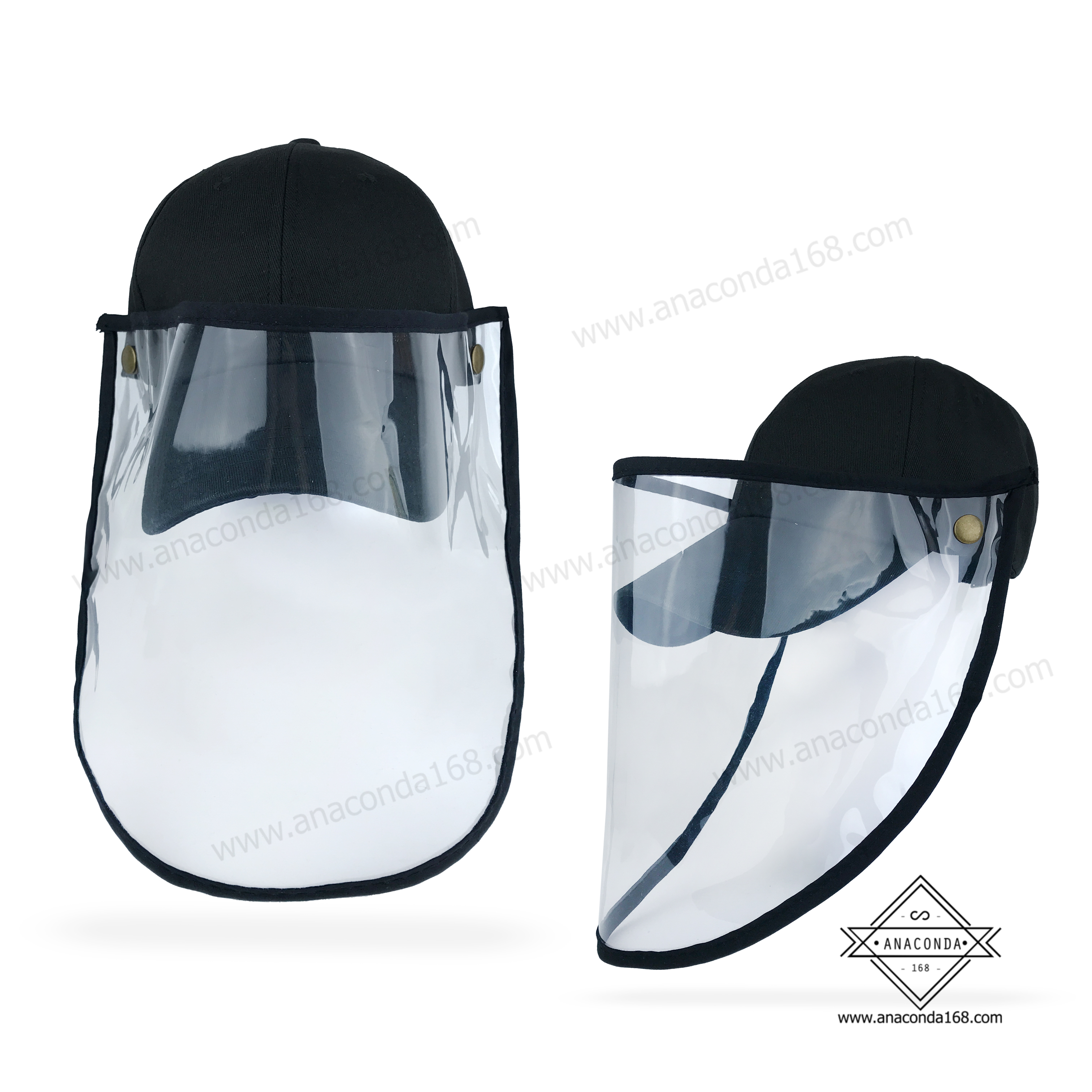 หมวกเเก็บพร้อมหน้ากากใสป้องกัน