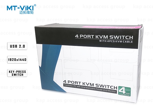 MT-ViKi KVM USB Switch 4Port VGA เข้า 4 ออก 1จอ (พร้อมสาย4เส้น)