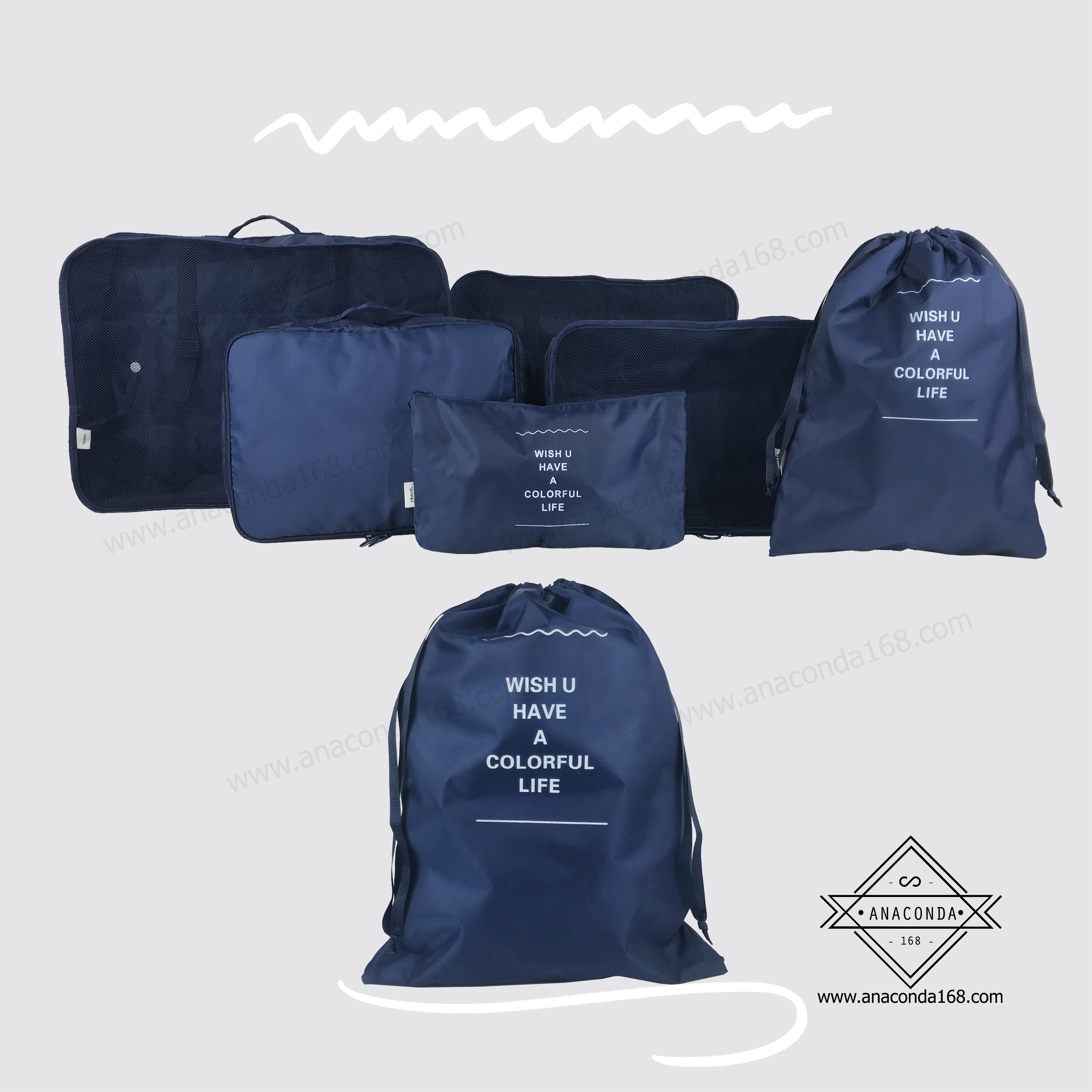 เซ็ทกระเป๋าจัดระเบียบเดินทาง 6 ชิ้น พับเก็บได้