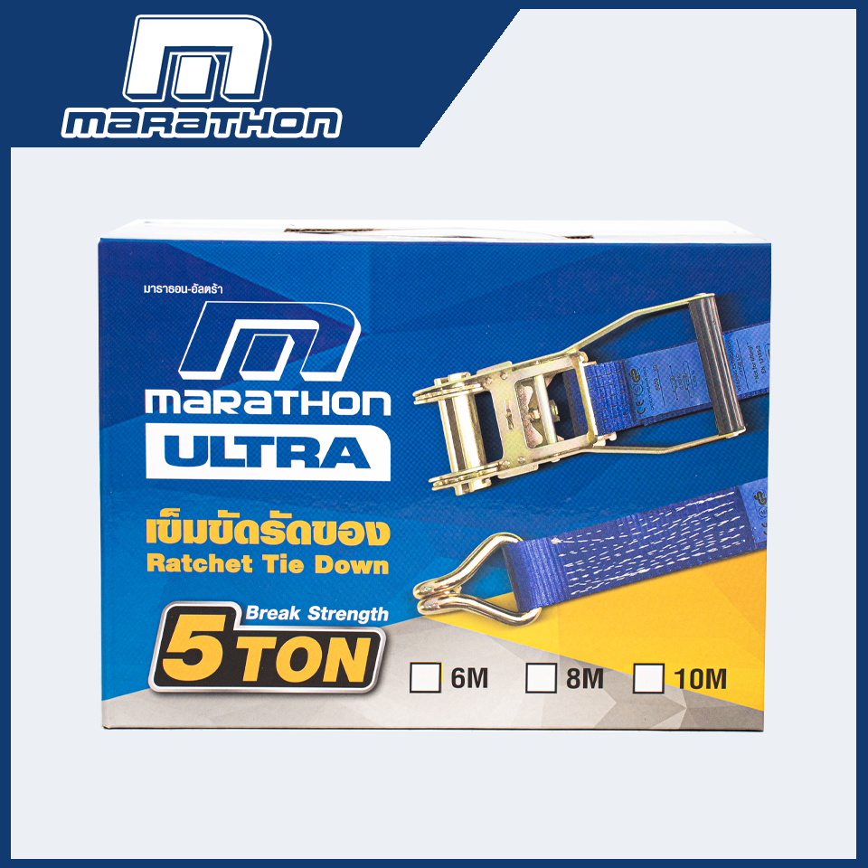 MARATHON สายรัดของ สเตย์รัดของ เข็มขัดรัดของ สายรัดรถบรรทุก สายรัดแบบมือโยก ยาว 6 เมตร แรงรัด 5 ตัน