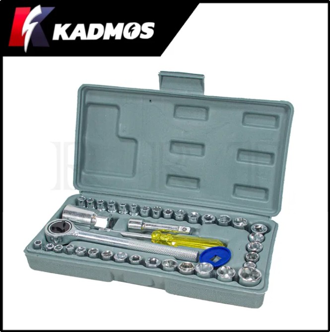 KADMOS ชุดประแจบล็อก ขนาด 1/4 นิ้ว 40 ชิ้น รุ่น 40PCS (เหมาะสำหรับซ่อม และบำรุงรักษารถยนต์ รถจักรยานยนต์ และจักรยาน) ผลิกจากเหล็กอย่างดี แข็งแรง ทนทาน