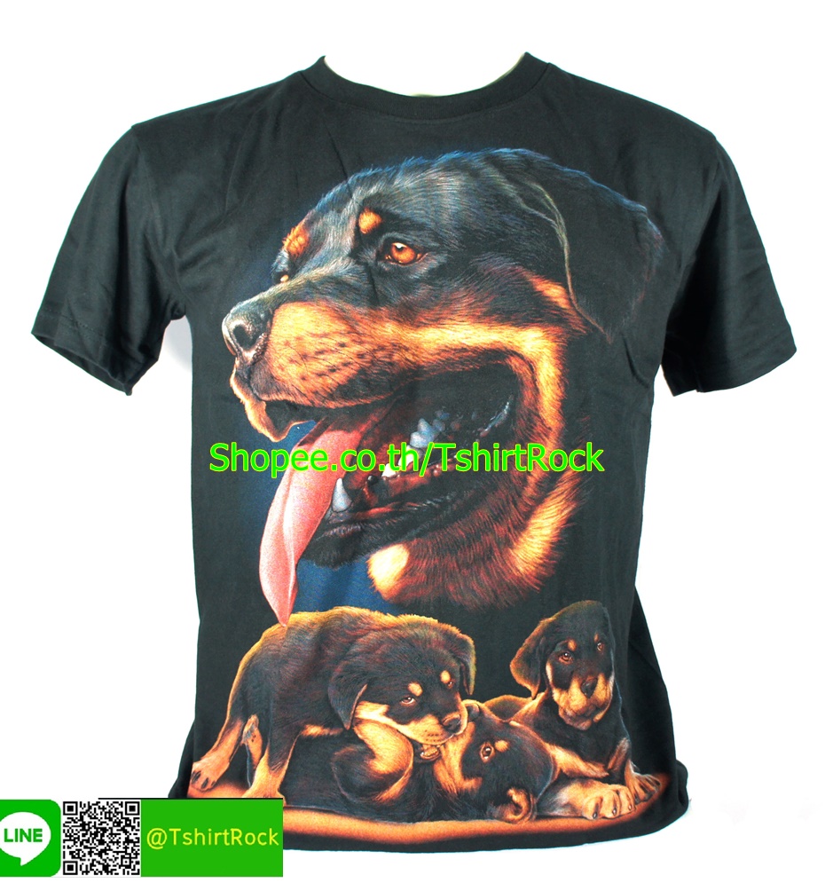 เสื้อลาย หน้าสุนัข ร็อคไวเลอร์ rottweiler dog และลูก เสื้อยืด สกรีนหน้าหลัง RCA205